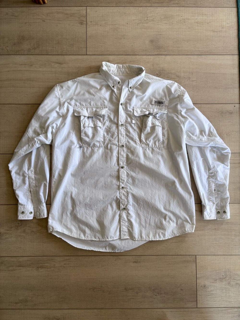 Columbia Men's White Long Sleeve Button-Down Shirt